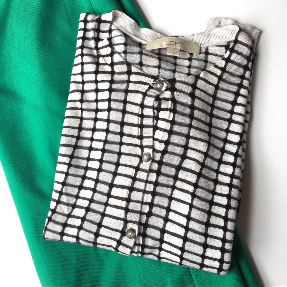 LOFT grid fine knit cardigan